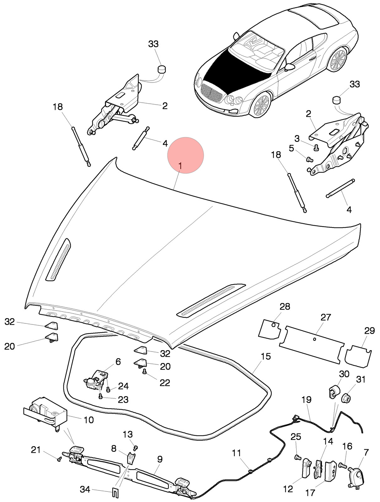 Bentley Continental 2010-2012 FRONT+RIGHT Hood