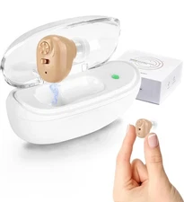 Rechargeable Hearing Amplifier Aid w/ Charging Case Volume Control
