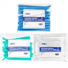 100 4Bags JMU Dental Aspirator Tips Surgical Suction Saliva PE 1/4" 1/8" 1/16"