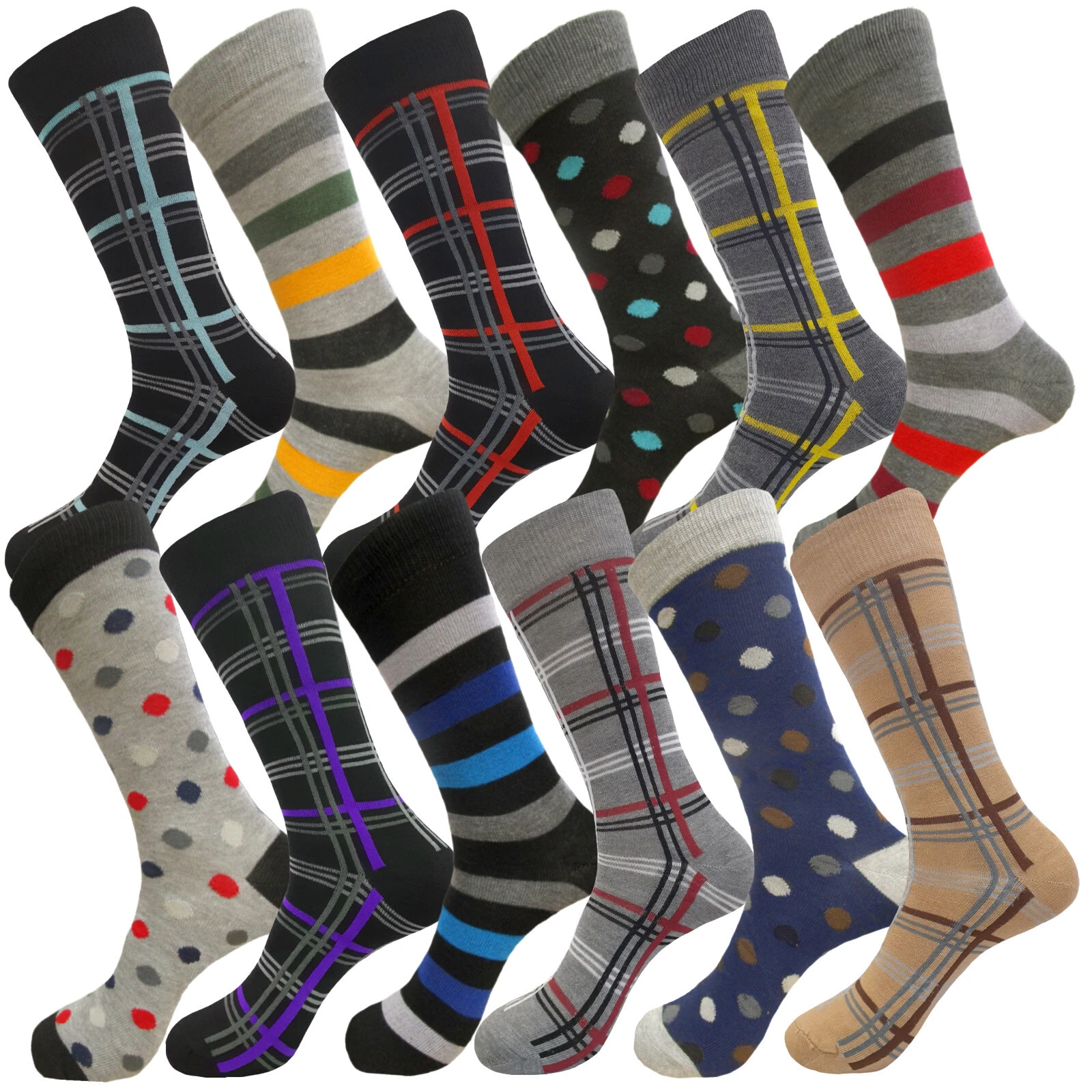 12-6 Pair MULTI PATTERN First quality Multi color Men's COTTON Dress Socks 10-13
Opens in a new wind
