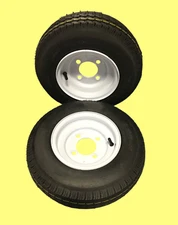 2 QIND Trailer Tires Wheels Assembly 4.80-8 71M 4 Lug White Spoke #3945 AMZ36