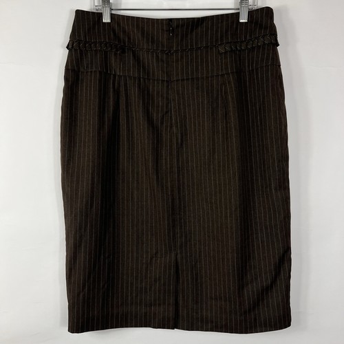 Worthington Skirt Women's Size 16 Below Knee High Rise Brown Pinstriped Stretch - Picture 6 of 13