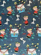 Peanuts Charlie Brown Snoopy Blue Gift Wrapping Paper 2 Yards FOLDED Decoupage