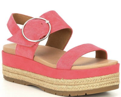 UGG April suede espadrille platform sandal coral pink womens  display picture 1