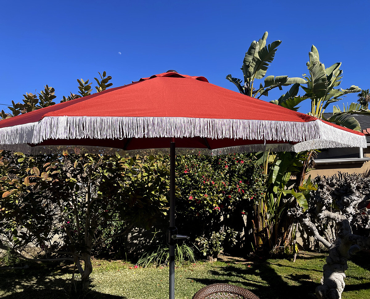 BELLRINO Replacement Tassel Edge Brick Umbrella Canopy for 9FT 8RIBS