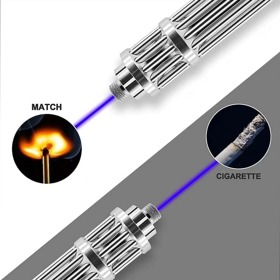 Puntero láser azul 450-n-m 10W haz ajustable luz antorcha punto lazer y batería Foto 4 de 4