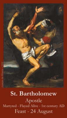 St. Bartholomew, Apostle, Prayer Card (10 pack), with Two Free Holy Cards