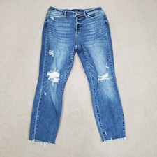Judy Blue Jeans Womens 11/30 Relaxed Fit Stretch Faded Medium Wash Distressed