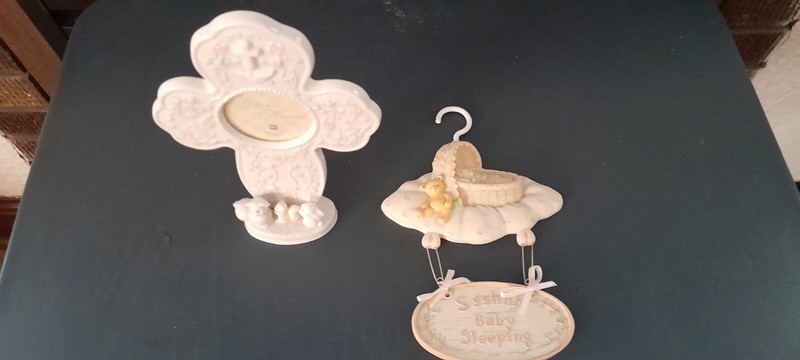 Baby Cross Picture Frame And "Baby Sleeping" Plaque By Russ