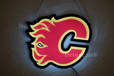 14'' Calgary Flames 2D LED Lighted Sign Neon Lamp Man Cave Artwork