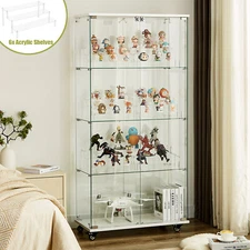 4-Shelf Glass Display Cabinet 2 Doors Curio Cabinet Floorstanding Trophy Case