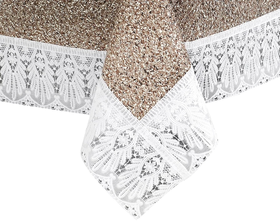 PVC Waterproof 6 Seater Dining Table Cover Size 60x90 Inches, Sand Pattern Brown - Image 4 of 4