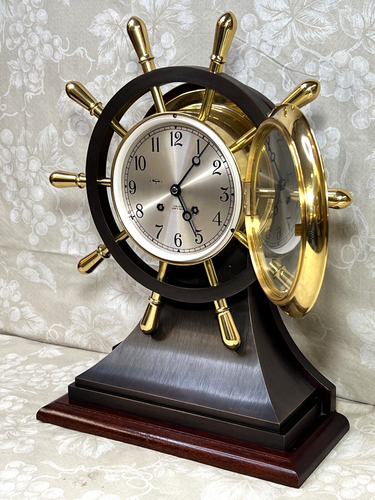 Chelsea "The Mariner" Ship's Bell Clock Ltd Ed on Wood Base Running & Striking - Picture 6 of 24