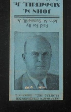 1938 Vote John M. Summerill Jr. State Senator Born 1898 Penns Grove NJ Salem Co