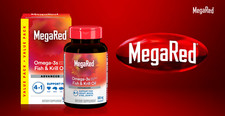 MegaRed Omega-3 Fish  Krill Oil Advanced 4 in 1 500mg 80 Softgels 02/2027