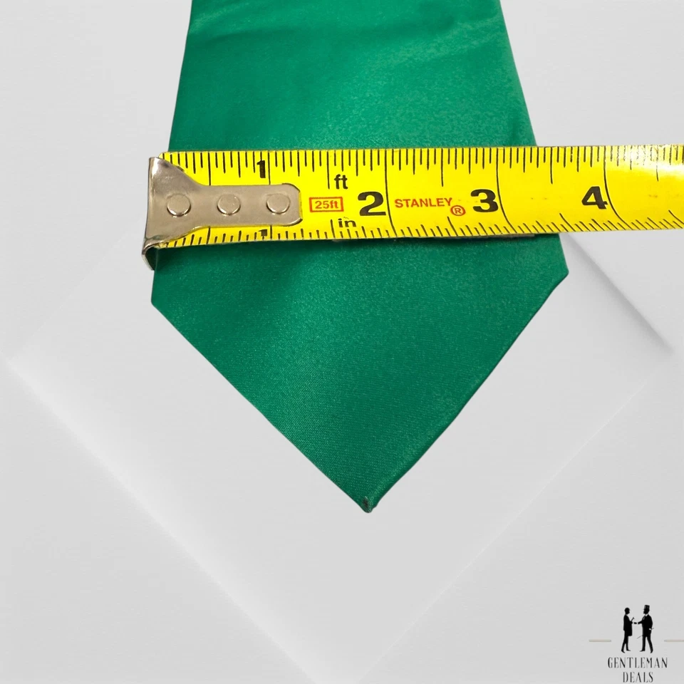 Corbata de cuello Vesuvio Napoli verde liso satinado 61 x 3,5 para hombre Foto 4 de 4