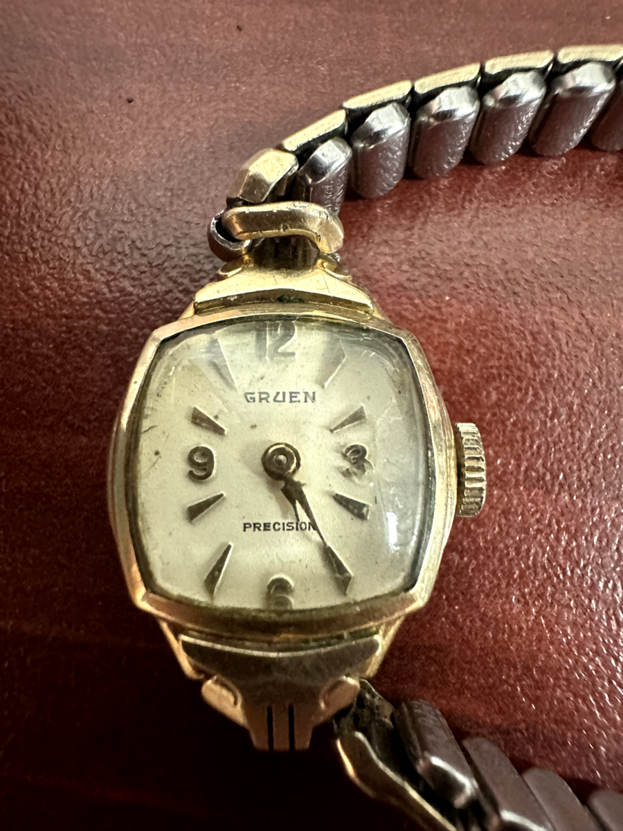 Women's Vintage Gruen Precision 10K RGP Wind Up Watch Running 17