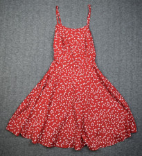 Shein XS 2 Red White Heart dress spaghetti backless cross tie straps Womens Sun