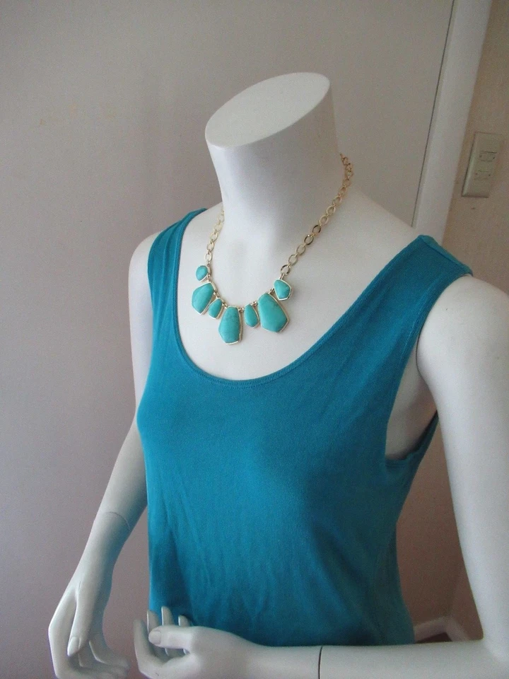 NUEVO CON ETIQUETAS Collar Lauren Ralph Lauren Tono Dorado Eslabón Distintivo/Piedra Turquesa Foto 4 de 4