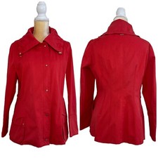 Carolina Herrera Cotton Spring Jacket Size Medium Red Coral Lined
