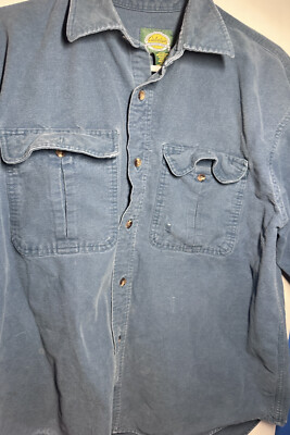cabelas Mens Large chamois long sleeve camp hiking shirt Blue
