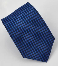 Brand Q Polyester Tie Blue Black Circles Dots Geometric Men Necktie 58 x 2.75