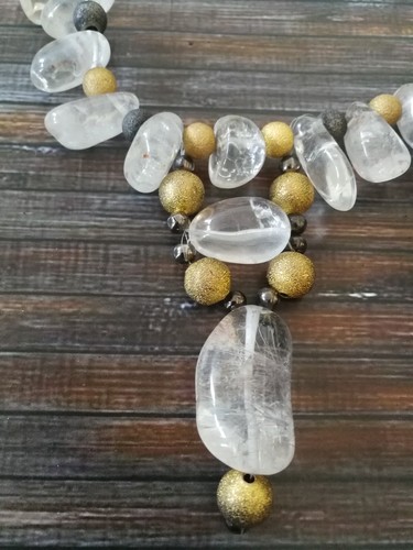 luxury jewelry necklace pendant vintage stone pearl drop collar crystal rock bib - Picture 3 of 24
