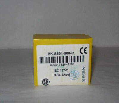 New Box of 100 Bussmann BK-S501-500-R Ceramic Fuses 500MA, 250VAC