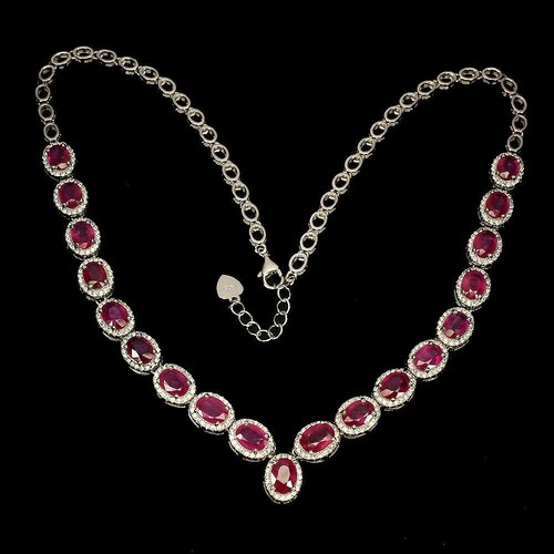 RUBY GENUINE MINED GEMS SOLID STERLING SILVER 925 NECKLACE - Picture 5 of 5