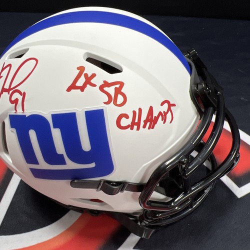 Justin Tuck New York Giants Signed Lunar Eclipse Mini Helmet Autographed JSA - Picture 3 of 5