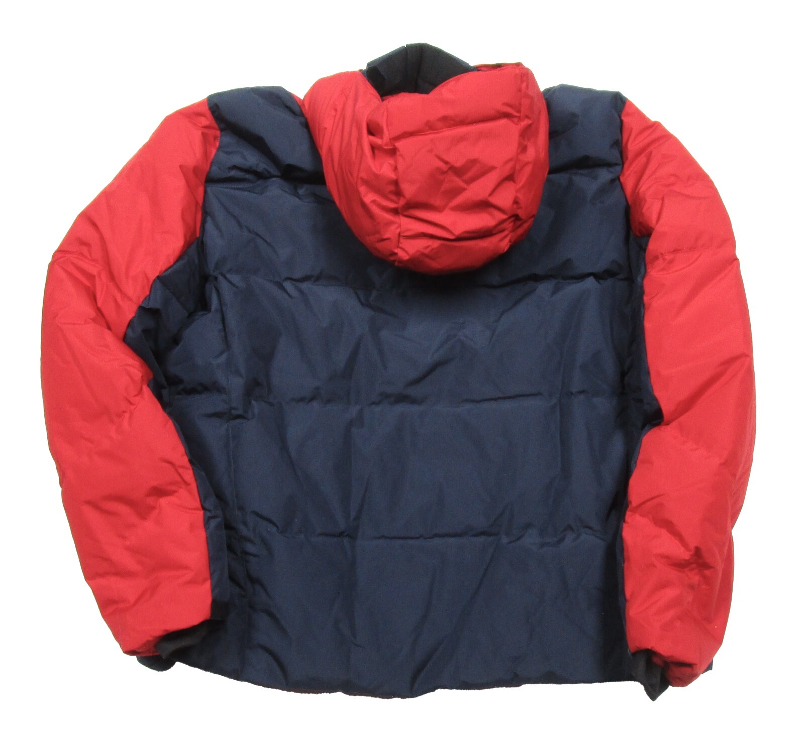 Polo Ralph Lauren Uomo Rosso Navy Colorblock Grande Pony Puffer Giacca con Cappuccio