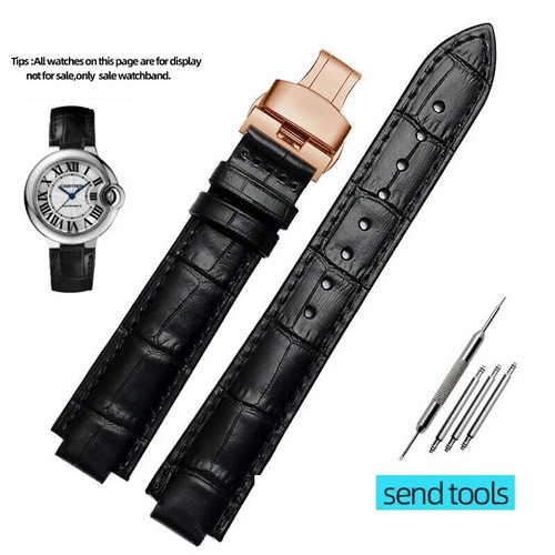 Leder Uhrenarmband für Cartier Ballon Bleu 14-22 mm konvex Herren Damen Watchband - Bild 36 von 44
