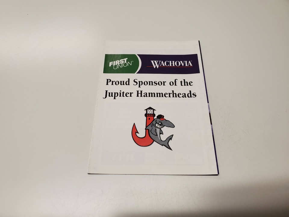 RS20 Jupiter Hammerheads 2002 Minor Baseball Pocket Schedule - First ...