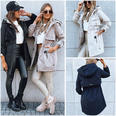 Parka für Damen Übergangsjacke Mantel mit Kapuze Klassisch DSTREET S-2XL