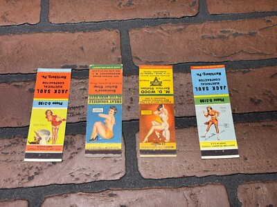 Vintage Pinup Girl Conoco Oil Gas Electric BarberShop Girlie Matchbook Cover Lot