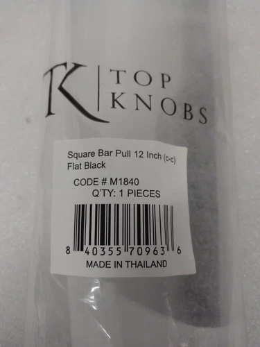 1PC Top Knobs M1840 Square 12" Center to Center Handle Cabinet Pull - Black - Picture 3 of 7