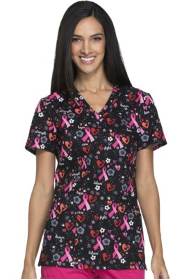 Scrubs Dickies EDS Prints V-Neck Top - Strength From Within DK708 SGWI Size XL