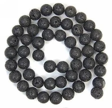 Natural 8/10mm Black Rock Lava Round Beads 15"##ZY074 