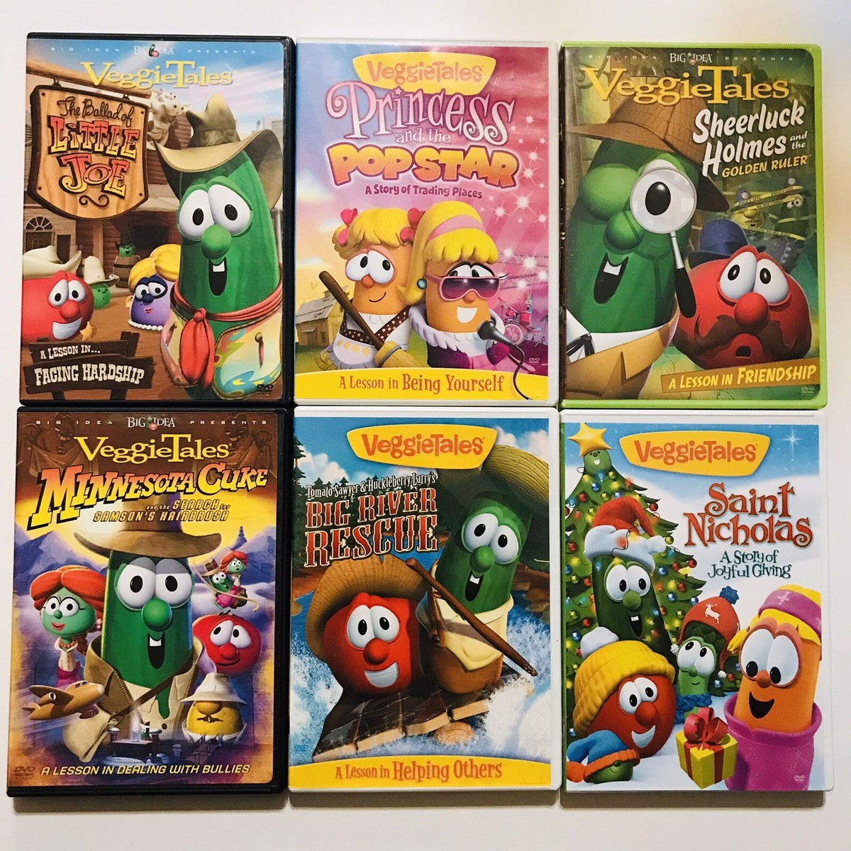 Veggietales 6 DVD LOT Saint Nicholas Christmas Sheerluck Holmes