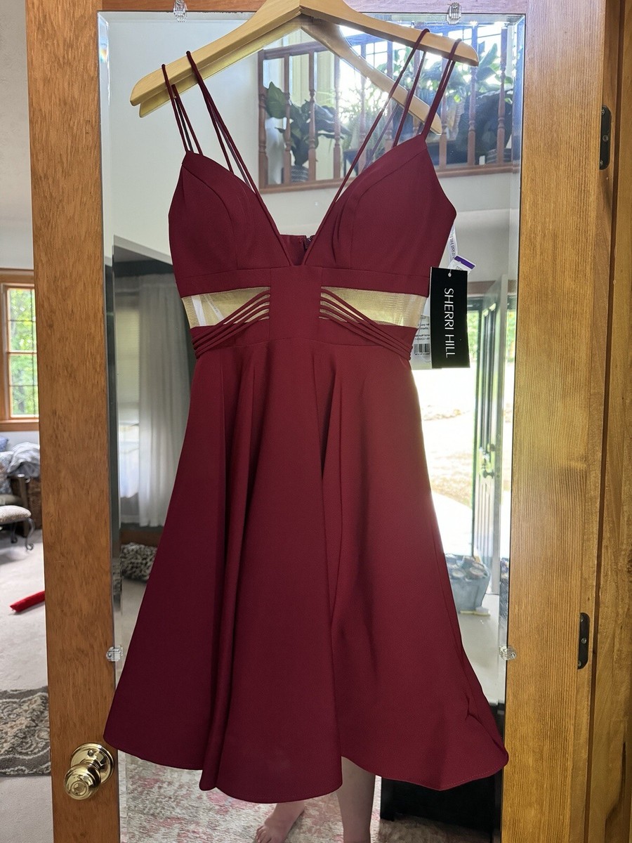 sherri hill burgundy short dress Sherri Hill 58082 Homecoming Dress