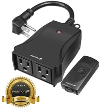 2 Outlet Power Switch Plug Weatherproof Outdoor Light Wireless Remote Control