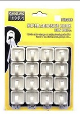 16 X SMALL STICK ON HOOKS WHITE SELF ADHESIVE TEA TOWEL HANGER KITCHEN PEG KEYS