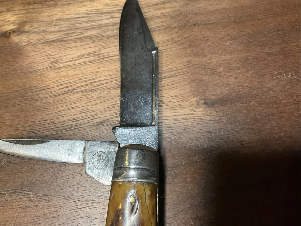 Navaja de Bolsillo Remington De Colección 2 Hojas Mango de Hueso EE. UU., R113 1924-1933 Foto 3 de 4