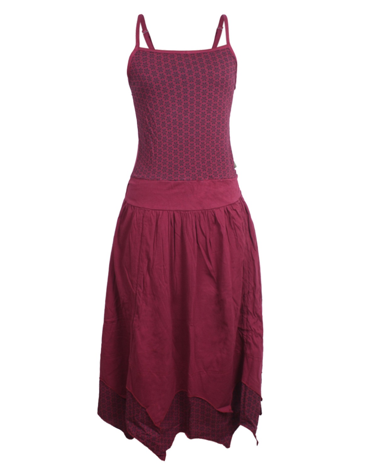 Vishes langes Sommerkleid Jersey-Baumwolle raffbar Blumen Lagenlook Hippie 