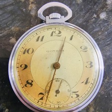   Vintage Gotham Mechanical Pocket Watch - Swiss Movement - Running - Patina Dial
