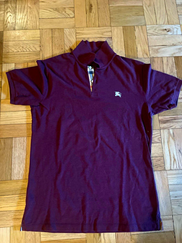 Burberry London, Burberry London Men's Purple Short Sleeve Cotton Knit Logo Polo Shirt Size M