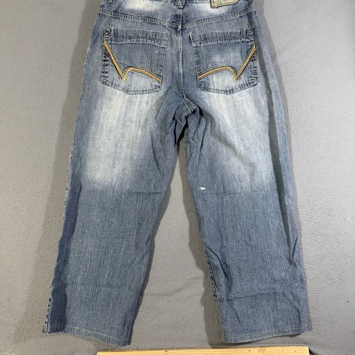 Vintage 5ive Jungle & Co. Jeans Mens 38 Faded Blue Denim Wide Leg
