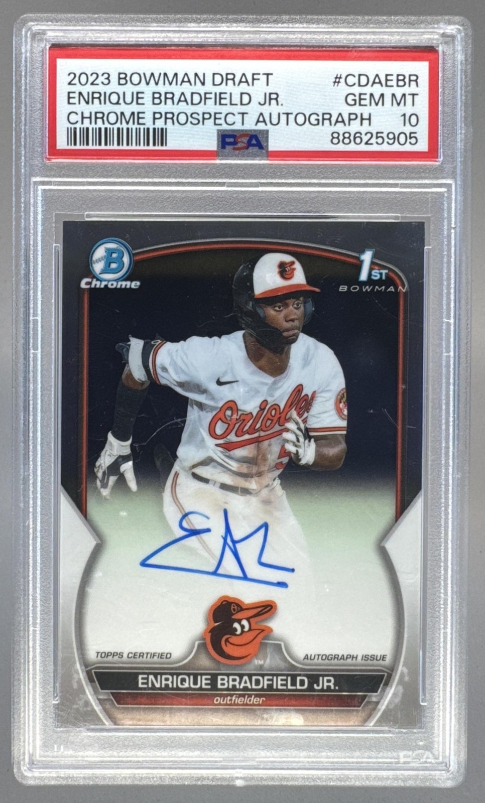 2023 Bowman Draft #CDA-EBR Enrique Bradfield Jr Chrome Prospect Auto PSA 10