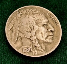 🇺🇸 1936 Buffalo Nickel USA Five Cents Indian Head Coin. #CF330