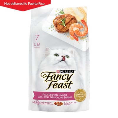  Fancy Feast Dry Cat Food Filet Mignon Flavor With Seafood and Shrimp, 7 lb Bag